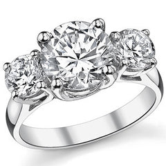3.5ct (8.5/5.0mm) Round Brilliant Moissanite Trellis 3 Stone Ring