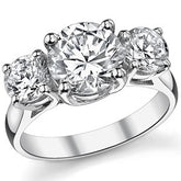 3.0ct (8.0/5.0mm) Round Brilliant Moissanite Trellis 3 Stone Ring