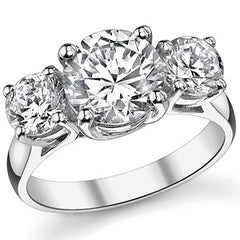 3.0ct (8.0/5.0mm) Round Brilliant Moissanite Trellis 3 Stone Ring