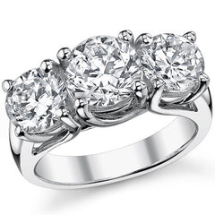 3.5ct (7.5/6.5mm) Round Brilliant Moissanite Trellis 3 Stone Ring