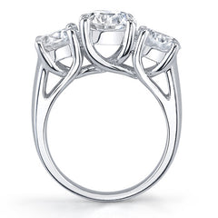3.5ct (7.5/6.5mm) Round Brilliant Moissanite Trellis 3 Stone Ring