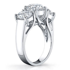 3.5ct (7.5/6.5mm) Round Brilliant Moissanite Trellis 3 Stone Ring