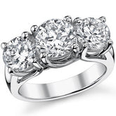 3.5ct (7.5/6.5mm) Round Brilliant Moissanite Trellis 3 Stone Ring