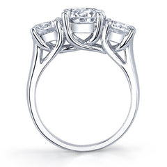 3.0ct (7.5/6.0mm) Round Brilliant Moissanite Trellis 3 Stone Ring