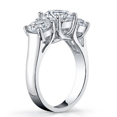 3.0ct (7.5/6.0mm) Round Brilliant Moissanite Trellis 3 Stone Ring