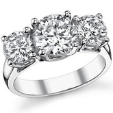 3.0ct (7.5/6.0mm) Round Brilliant Moissanite Trellis 3 Stone Ring