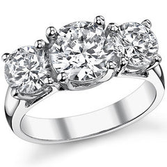 3.0ct (7.5/6.0mm) Round Brilliant Moissanite Trellis 3 Stone Ring
