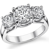 2.5ct (7.5/5.0mm) Round Brilliant Moissanite Trellis 3 Stone Ring