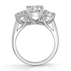 2.2ct (7.5/4.5mm) Round Brilliant Moissanite Trellis 3 Stone Ring