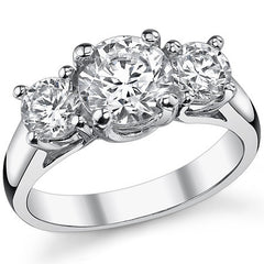 2.25ct (7mm/5mm) Round Brilliant Moissanite Trellis 3 Stone Ring