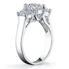 2.25ct (7mm/5mm) Round Brilliant Moissanite Trellis 3 Stone Ring
