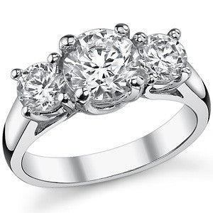 2.25ct (7mm/5mm) Round Brilliant Moissanite Trellis 3 Stone Ring