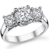 2.25ct (7mm/5mm) Round Brilliant Moissanite Trellis 3 Stone Ring