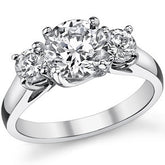 1.75ct (7mm/4mm) Round Brilliant Moissanite Trellis 3 Stone Ring