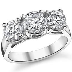 2.5ct (6.5/6.0mm) Round Brilliant Moissanite Trellis 3 Stone Ring