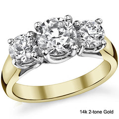 2.0ct (6.5/5.0mm) Round Brilliant Moissanite Trellis 3 Stone Ring
