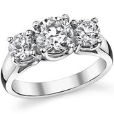 2.0ct (6.5/5.0mm) Round Brilliant Moissanite Trellis 3 Stone Ring