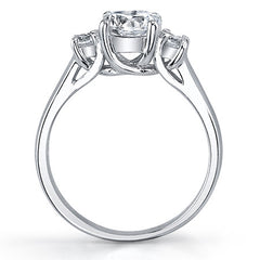 1.3ct (6.5/3.5mm) Round Brilliant Moissanite Trellis 3 Stone Ring