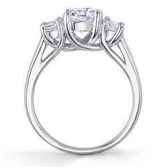 1.4ct (6mm/4.5mm) Round Brilliant Moissanite Trellis 3 Stone Ring