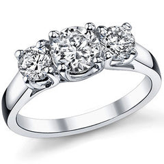 1.4ct (6mm/4.5mm) Round Brilliant Moissanite Trellis 3 Stone Ring
