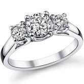 1.25ct (6mm/4mm) Round Brilliant Moissanite Trellis 3 Stone Ring