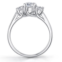 1.0ct (5mm/4mm) Round Brilliant Moissanite Trellis 3 Stone Ring