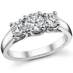 0.8ct (5mm/3.5mm) Round Brilliant Moissanite Trellis 3 Stone Ring