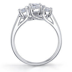 0.8ct (5mm/3.5mm) Round Brilliant Moissanite Trellis 3 Stone Ring