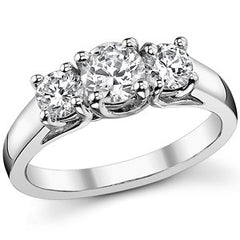 0.8ct (5mm/3.5mm) Round Brilliant Moissanite Trellis 3 Stone Ring