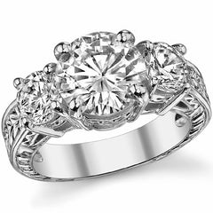5ct (9.5mm/6mm) Round Antique 3 Stone Ring