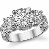 5ct (9.5mm/6mm) Round Antique 3 Stone Ring