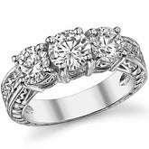 2.5ct (6.5mm/6mm) Round Brilliant Moissanite Antique 3 Stone Ring