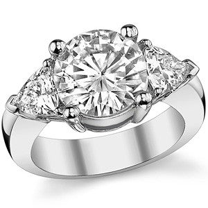 5.25ct (10mm/5.5mm) Round & Trillion Moissanite Three Stone Ring