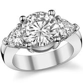 5.25ct (10mm/5.5mm) Round & Trillion Moissanite Three Stone Ring