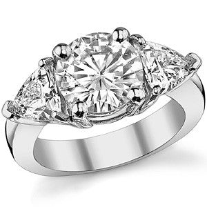 4.6ct (9mm/6mm) Round & Trillion Moissanite Three Stone Ring
