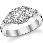 1.9ct (7mm/4.5mm) Round & Trillion Moissanite Three Stone Ring