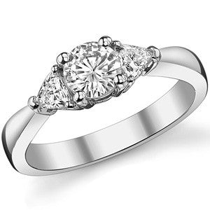 0.82ct (5mm/3.5mm) Round & Trillion Moissanite Three Stone Ring