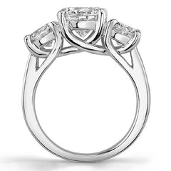 4.25ct (8mm/6.5mm) Round Brilliant Moissanite Trellis Three-Stone Ring