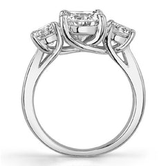 3.9ct (7.5mm/6.5mm) Round Brilliant Moissanite Trellis Three-Stone Ring