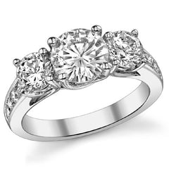 2.8ct (7.5mm/5mm) Round Brilliant Moissanite Trellis Three-Stone Ring