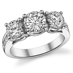 2.8ct (6.5mm/6mm) Round Brilliant Moissanite Trellis Three-Stone Ring