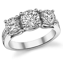2.8ct (6.5mm/6mm) Round Brilliant Moissanite Trellis Three-Stone Ring