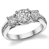 1.8ct (6.5mm/4mm) Round Brilliant Moissanite Trellis Three-Stone Ring