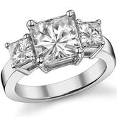 4.4ct (8mm/4.5mm) Princess cut Moissanite Three Stone Ring