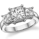4.25ct (7.5mm/5mm) Princess cut Moissanite Three Stone Ring