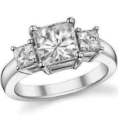 3.5ct (7.5mm/4mm) Princess cut Moissanite Three Stone Ring