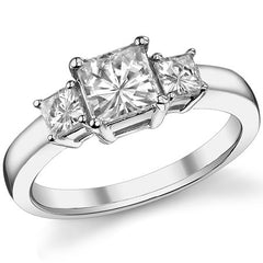 1.6ct (5.5mm/3.5mm) Princess cut Moissanite Three Stone Ring