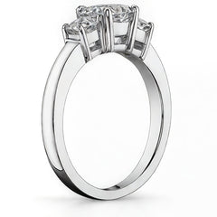 1.2ct (5mm/3mm) Princess cut Moissanite Three Stone Ring