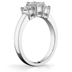 1.15ct (4.5mm/3.5mm) Princess cut Moissanite Three Stone Ring