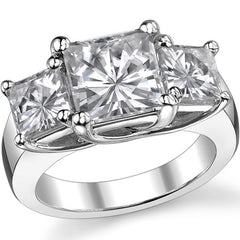 5.3ct (8mm/5.5mm) Princess cut Moissanite Three Stone Ring